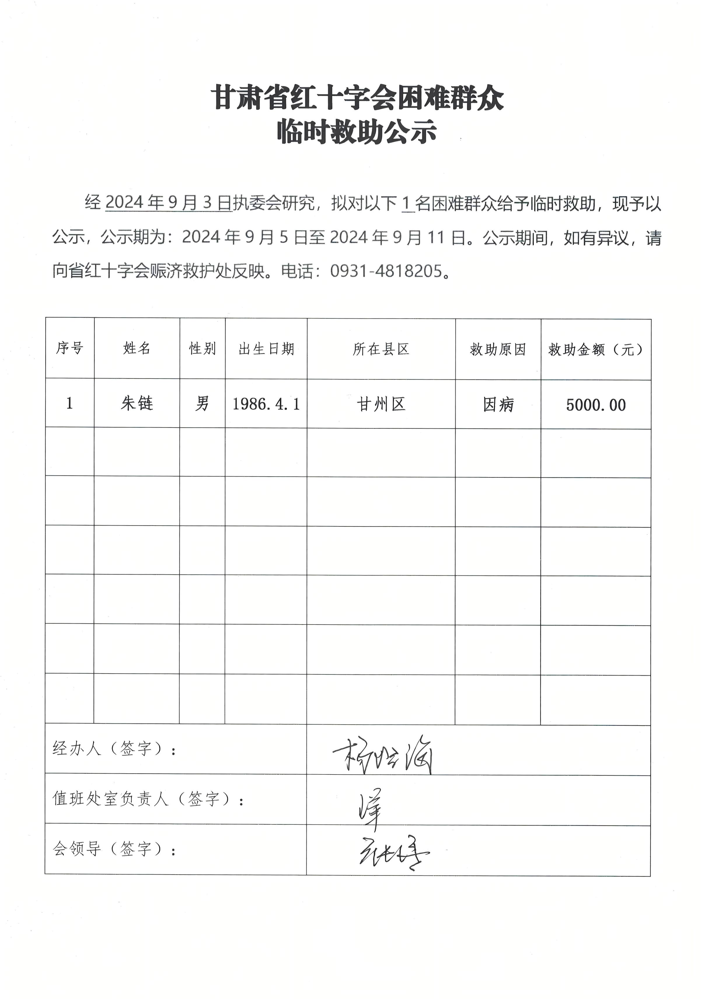 甘肃省红十字会困难群众救助公示审批表（朱链）.jpg